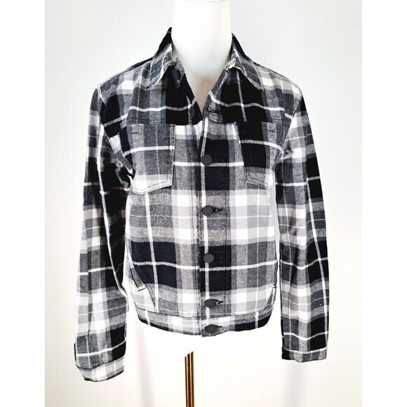 L' AGENCE Celine Soft Jean Denim Jacket Black White‎ Size Small - Picture 1 of 7